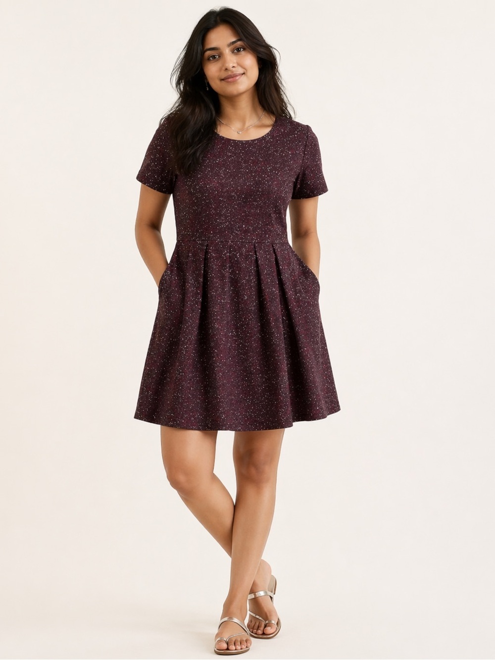 Draper James Burgundy Sparkle Fit-and-Flare Kids Dress